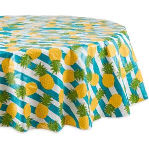 image:imageDII Flannel Backed Outdoor Vinyl Collection Machine Washable 70 Round Pineapple