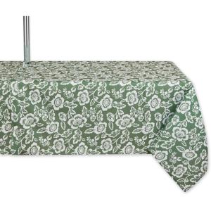 image:imageDII Floral Outdoor Zippered Tabletop Collection Water Resistant Tablecloth 60 x 120 Artichoke Green
