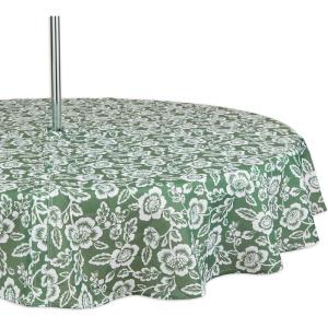 image:imageDII Floral Outdoor Zippered Tabletop Collection Water Resistant Tablecloth 60 x 84 StoneArtichoke Green