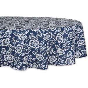 image:imageDII Floral Outdoor Zippered Tabletop Collection Water Resistant Tablecloth 60 x 84 StoneNautical Blue