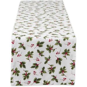 image:imageDII Heritage Holiday Sprigs Kitchen Dcor Collection Decorative Christmas Tablecloth 52x52 Christmas GreeneryHolly