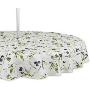 image:imageDII Olive Inspired Zippered Tabletop Collection Water Resistant Tablecloth 60 x 84 Mediterranean60 Round
