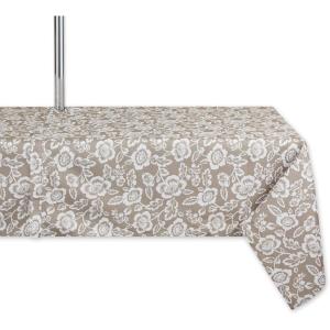 image:imageDII Floral Outdoor Zippered Tabletop Collection Water Resistant Tablecloth 60 x 120 Stone