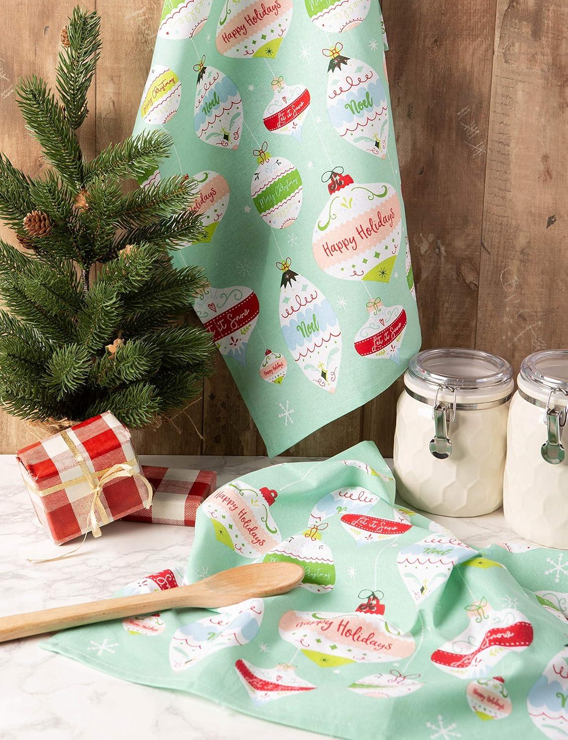 image:imageDII Holiday Dish Towels Christmas Kitchen Dcor 18x28 Santa Belt 2 PieceVintage Ornaments