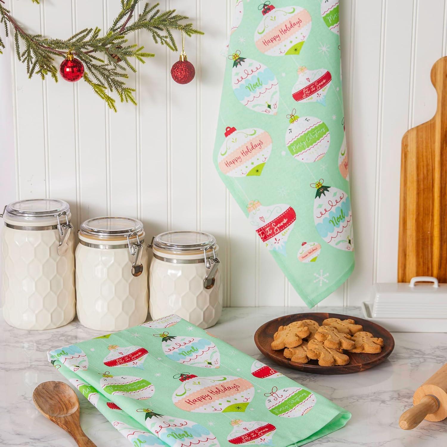image:imageDII Holiday Dish Towels Christmas Kitchen Dcor 18x28 Santa Belt 2 PieceVintage Ornaments