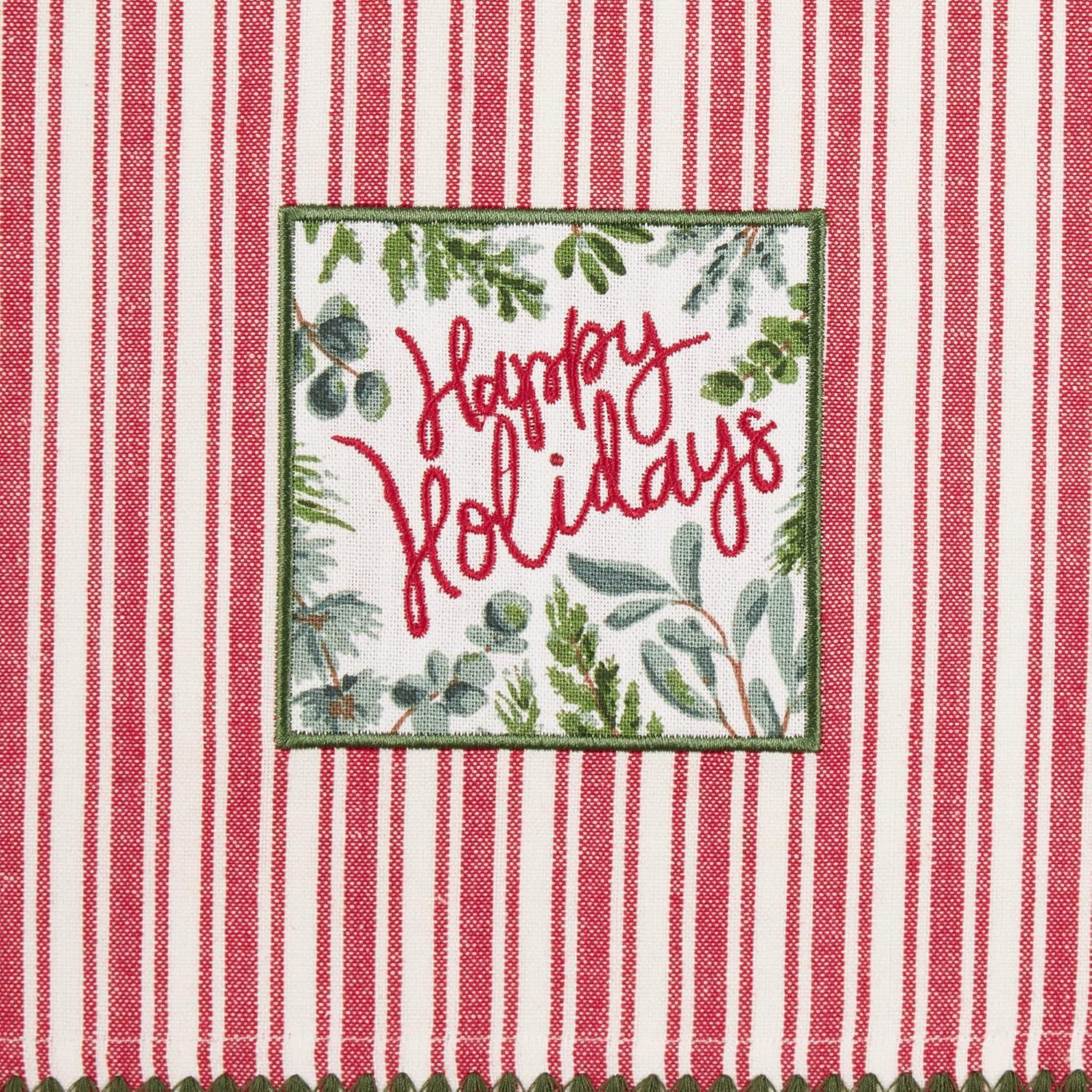 image:imageDII Vintage Christmas Tea Towels Decorative Holiday Kitchen Dish Towel Set 18x28 Tartain Plaid amp Thin Red Stripe 2 PieceHolly  Plaid  Red Stripe