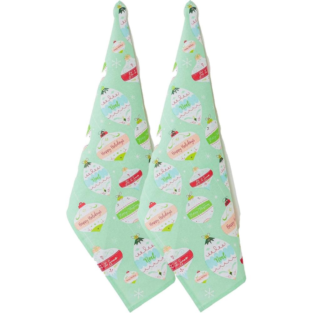 image:imageDII Holiday Dish Towels Christmas Kitchen Dcor 18x28 Santa Belt 2 PieceVintage Ornaments