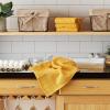 image:imageDII Basic Terry Collection Windowpane Dishtowel Set 16x26 Black Check 4 PieceHoney Gold Solid