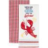 image:imageDII Heavy Duty Kitchen Towels Collection Long Lasting Quality Cotton Dish Towel 18x28 Dish Cloth 13x13 Holiday Red Checks 6 PieceLobster