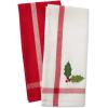 image:imageDII Holiday Dish Towels Christmas Kitchen Dcor 18x28 Santa Belt 2 PieceHolly  Mistletoe