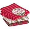 image:imageDII Vintage Christmas Tea Towels Decorative Holiday Kitchen Dish Towel Set 18x28 Tartain Plaid amp Thin Red Stripe 2 PieceMerry Holly Floral  Plaid  Stripe