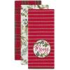 image:imageDII Vintage Christmas Tea Towels Decorative Holiday Kitchen Dish Towel Set 18x28 Tartain Plaid amp Thin Red Stripe 2 PieceMerry Holly Floral  Plaid  Stripe