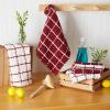 image:imageDII Washed Waffle Collection Oversized Preshrunk Ultra Absorbant Dishcloth Set 12x12 Stone 6 PieceBarn Red