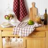 image:imageDII Washed Waffle Collection Oversized Preshrunk Ultra Absorbant Dishcloth Set 12x12 Stone 6 PieceBarn Red