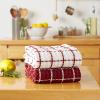 image:imageDII Washed Waffle Collection Oversized Preshrunk Ultra Absorbant Dishcloth Set 12x12 Stone 6 PieceBarn Red