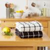 image:imageDII Washed Waffle Collection Oversized Preshrunk Ultra Absorbant Dishcloth Set 12x12 Stone 6 PieceBlack