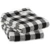 image:imageDII Washed Waffle Weave Collection Dishtowel Set 18x28 Dove Gray Check 2 PieceBlack Check