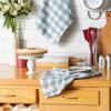 image:imageDII Washed Waffle Weave Collection Dishtowel Set 18x28 Dove Gray Check 2 PieceDusty Blue