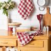 image:imageDII Washed Waffle Weave Collection Dishtowel Set 18x28 Dove Gray Check 2 PieceRed Cider Check