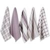 image:imageDII Assorted Woven Kitchen Dishtowel Set 18x28 Eggplant 5 Piece