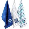 image:imageDII Hanukkah Kitchen Collection Festival of Lights Celebration Decor Dish Towel Set 18x28 Embroidered Dreidel 3 PieceMenorah