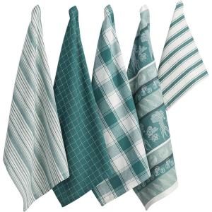 image:imageDII Assorted Pattern Kitchen Collection Dishtowels amp Dishcloth Marine Blue 5 PieceNorth Sea