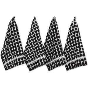 image:imageDII Basic Terry Collection Windowpane Dishtowel Set 16x26 Black Check 4 PieceBlack Check