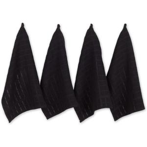 image:imageDII Basic Terry Collection Windowpane Dishtowel Set 16x26 Black Check 4 PieceBlack Solid