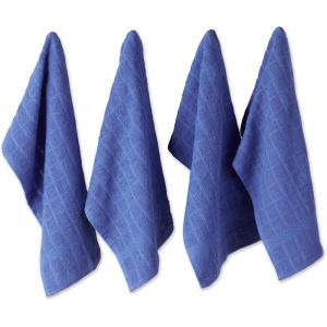 image:imageDII Basic Terry Collection Windowpane Dishtowel Set 16x26 Black Check 4 PieceBlueberry Solid