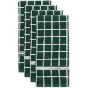 image:imageDII Basic Terry Collection Windowpane Dishtowel Set 16x26 Black Check 4 PieceDark Green Check