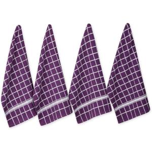 image:imageDII Basic Terry Collection Windowpane Dishtowel Set 16x26 Black Check 4 PieceEggplant Check