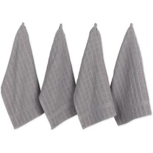 image:imageDII Basic Terry Collection Windowpane Dishtowel Set 16x26 Black Check 4 PieceGray Solid