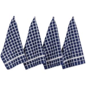 image:imageDII Basic Terry Collection Windowpane Dishtowel Set 16x26 Black Check 4 PieceNautical Blue Check
