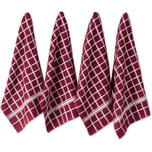 image:imageDII Basic Terry Collection Windowpane Dishtowel Set 16x26 Black Check 4 PieceWine Check