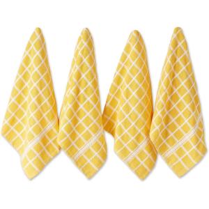 image:imageDII Basic Terry Collection Windowpane Dishtowel Set 16x26 Black Check 4 PieceYellow Check