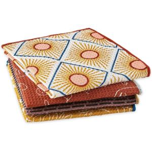 image:imageDII Bungalow Collection Absorbent Cotton Kitchen Kitchen Towel Set 18x28 Embellished Bungalow 3 CountAssorted Printed Waffle
