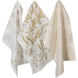 image:imageDII Christmas Dish Towels Decorative Metallic Holiday Kitchen Towel Set 18x28 Snowflakes 3 CountSnowflakes