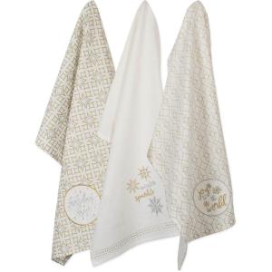 image:imageDII Christmas Dish Towels Decorative Metallic Holiday Kitchen Towel Set 18x28 Snowflakes 3 CountWinter Sparkle