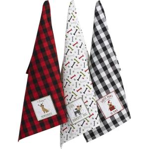 image:imageDII Christmas Pets Collection Decorative Kitchen Towels for Dog and Cat Lovers Dishtowel Set 18x28 Be Meowy 2 CountFeliz Naughty Dog