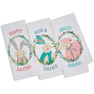 image:imageDII Easter Folk Collection Springtime Kitchen Dishtowel Set Easter Garden 4 PieceHappy Garden