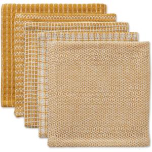 image:imageDII Everyday Kitchen Collection Assorted Dishcloth Set 12x12 Antique Green 5 CountHoney Gold