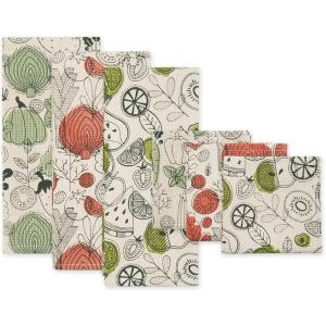image:imageDII Farmers Market Collection Machine Washable Reusable Kitchen Dishtowel amp Dishcloth Set Veggie Print 6 PieceVeggie Print