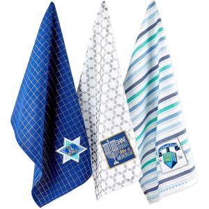 image:imageDII Hanukkah Kitchen Collection Festival of Lights Celebration Decor Dish Towel Set 18x28 Embroidered Dreidel 3 PieceMenorah