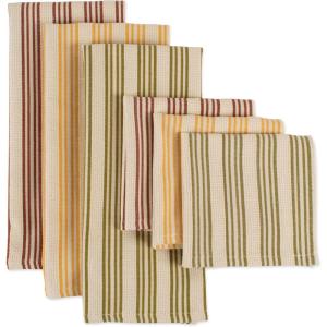 image:imageDII Heavy Duty Kitchen Towels Collection Long Lasting Quality Cotton Dish Towel 18x28 Dish Cloth 13x13 Holiday Red Checks 6 PieceHarvest Stripes
