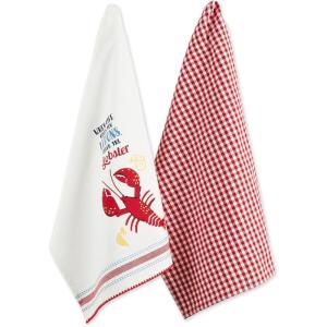 image:imageDII Heavy Duty Kitchen Towels Collection Long Lasting Quality Cotton Dish Towel 18x28 Dish Cloth 13x13 Holiday Red Checks 6 PieceLobster