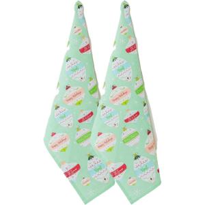 image:imageDII Holiday Dish Towels Christmas Kitchen Dcor 18x28 Santa Belt 2 PieceVintage Ornaments