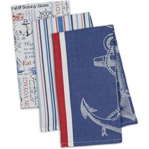 image:imageDII Maritime Collection Kitchen Dishtowel Set 18x28 Anchor Stripes 3 PieceAnchors Away
