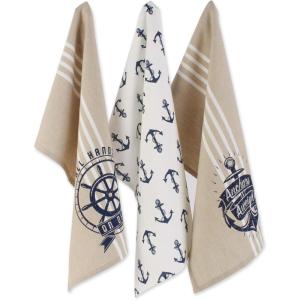 image:imageDII Maritime Collection Kitchen Dishtowel Set 18x28 Anchor Stripes 3 PieceSeafair