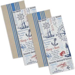image:imageDII Maritime Collection Kitchen Dishtowel Set 18x28 Anchor Stripes 3 PieceSeagoing
