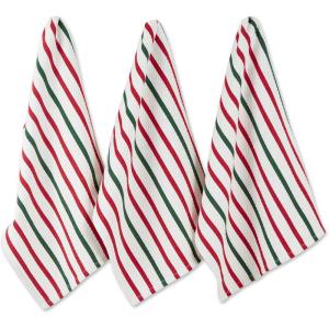 image:imageDII Nordic Christmas Collection Plaid amp Stripes Holiday Dish Towels Kitchen Towel Set 18x28 Scandinavian Snowflakes Plaid amp Stripe 3 CountHoliday Red  Green Stripe